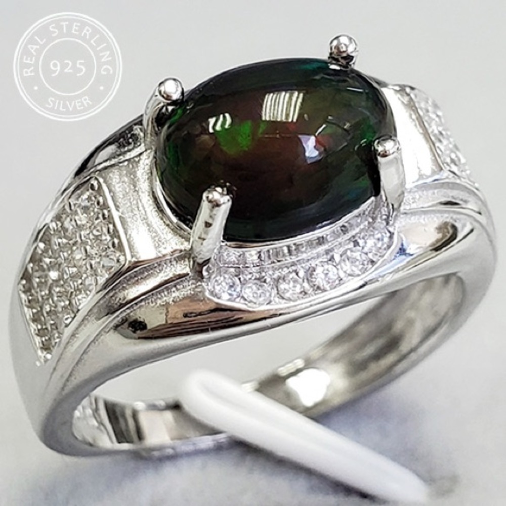 ETHIOPIAN BLACK OPAL & CREATED WHITE TOPAZ